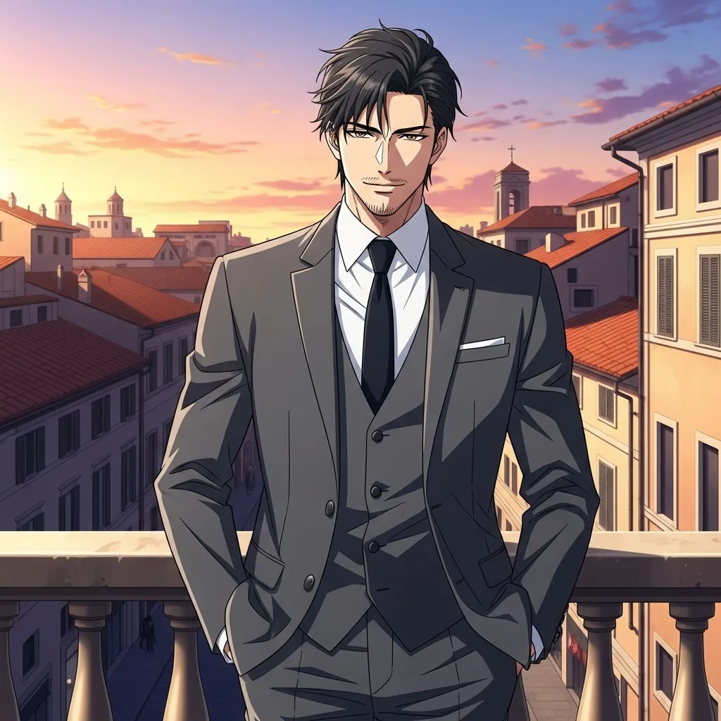 アルマーニのスーツを着たイタリア人男性