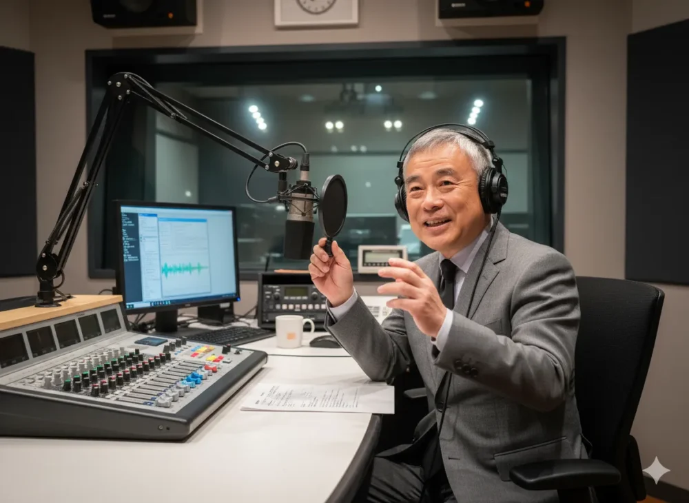 西川のりおがラジオで喋るイメージ画像