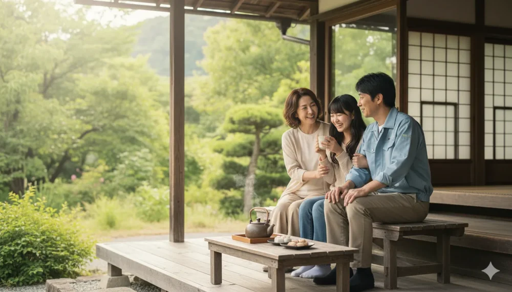 城みちるさんが家族と団らんしている画像