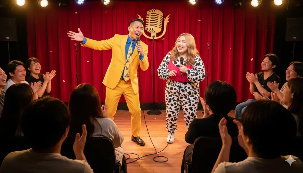 えびちゃんが漫才をしている画像