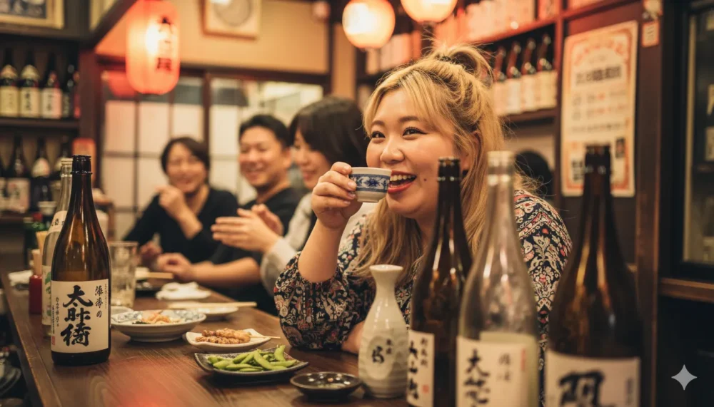 えびちゃんがお酒を飲んでいる画像
