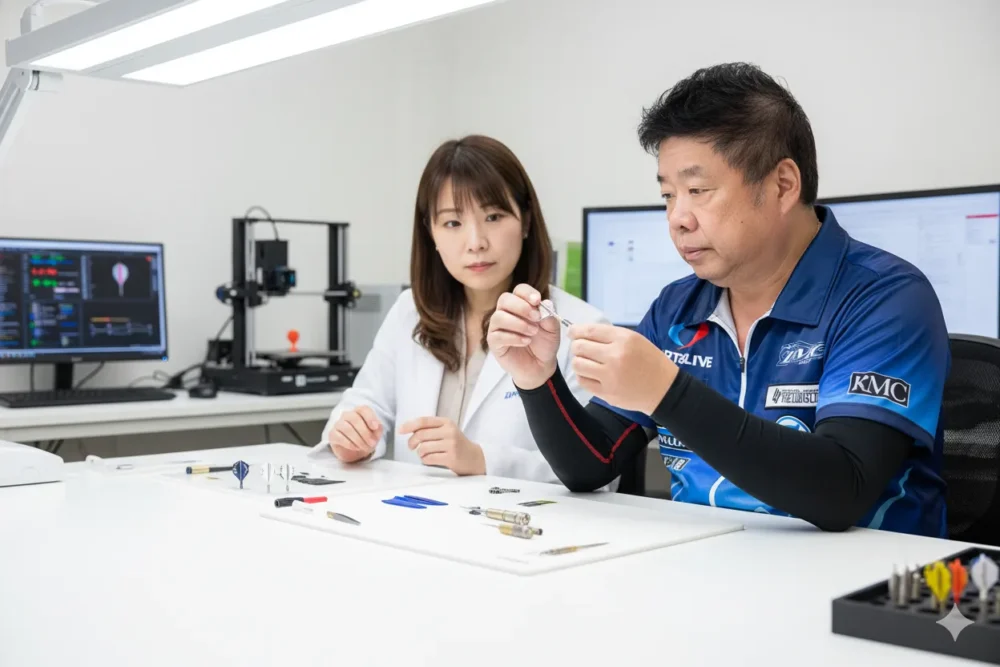 ポールリムがダーツの新商品を確認しているイメージ画像